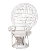 bali & pari Kallima Modern Bohemian White Natural Rattan Peacock Chair